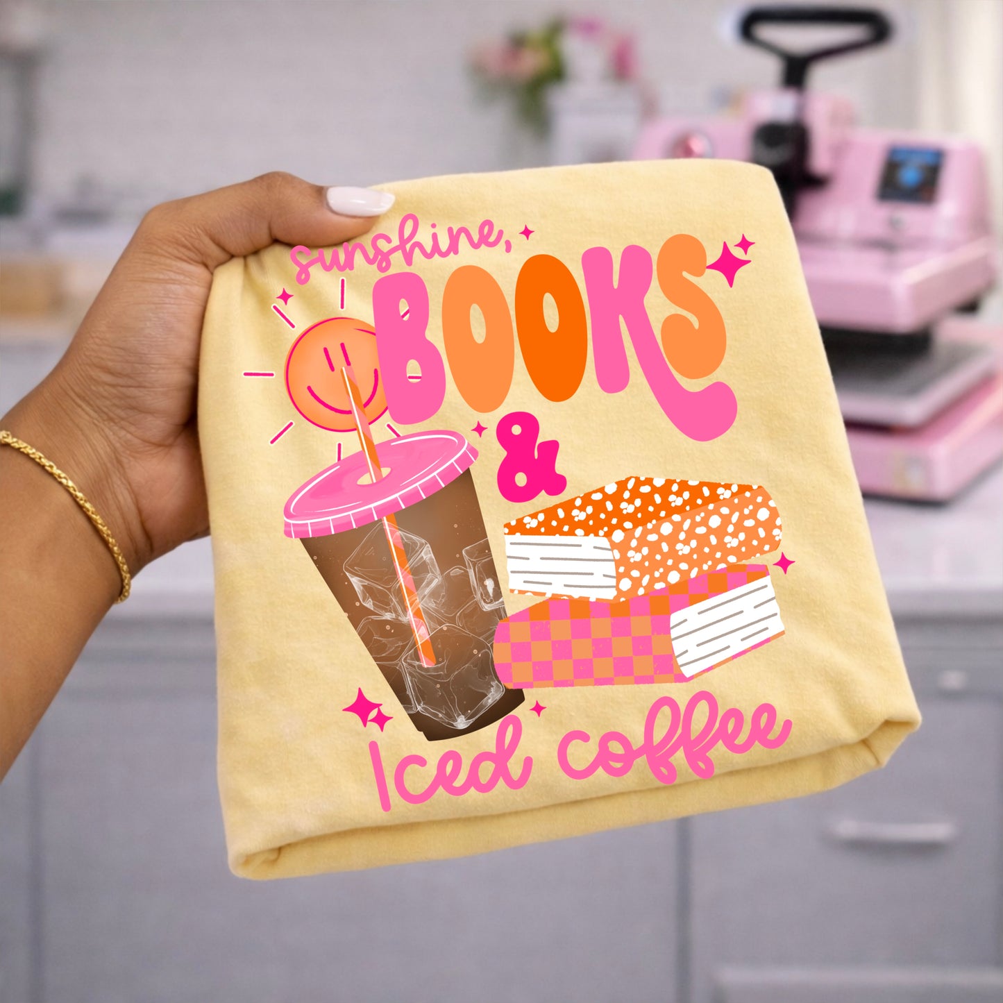 Sunshine, Books & Iced Coffee DTF Print