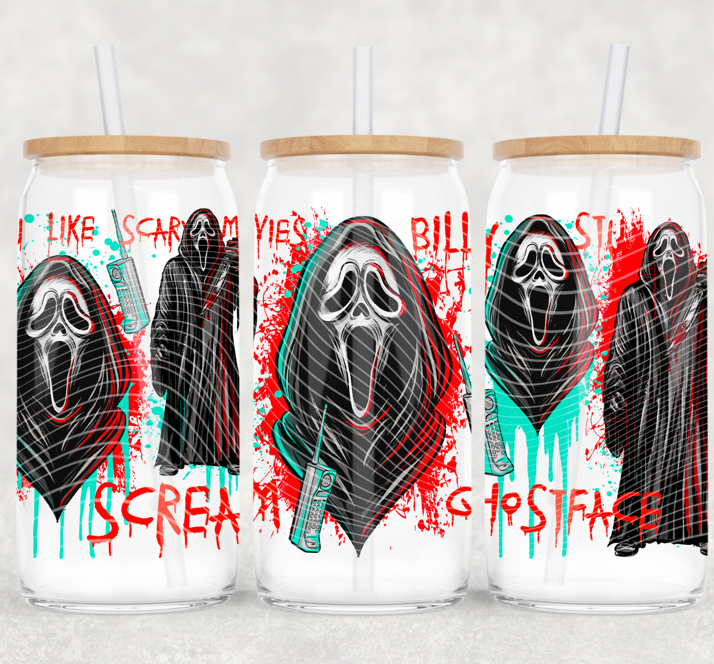 Horror Scream 16 oz Glass Can Wraps