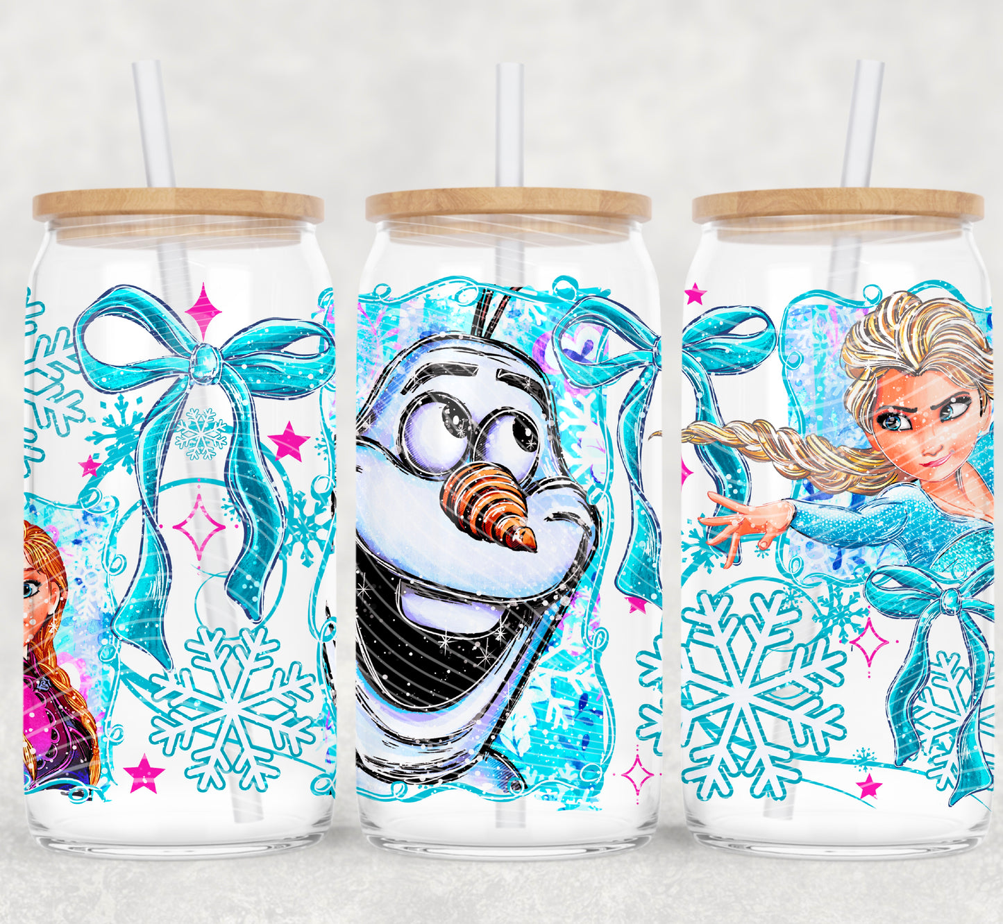 Frozen Christmas 16 oz Glass Wraps