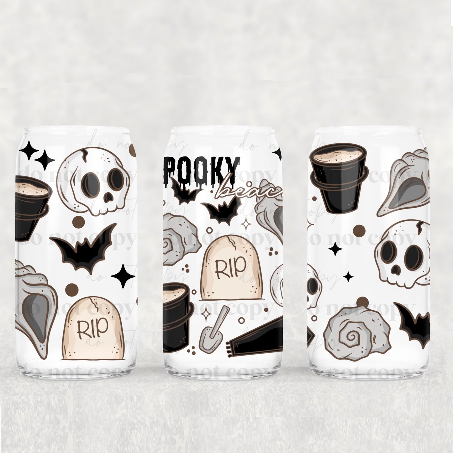 Spooky Beach 16 oz Glass Wraps
