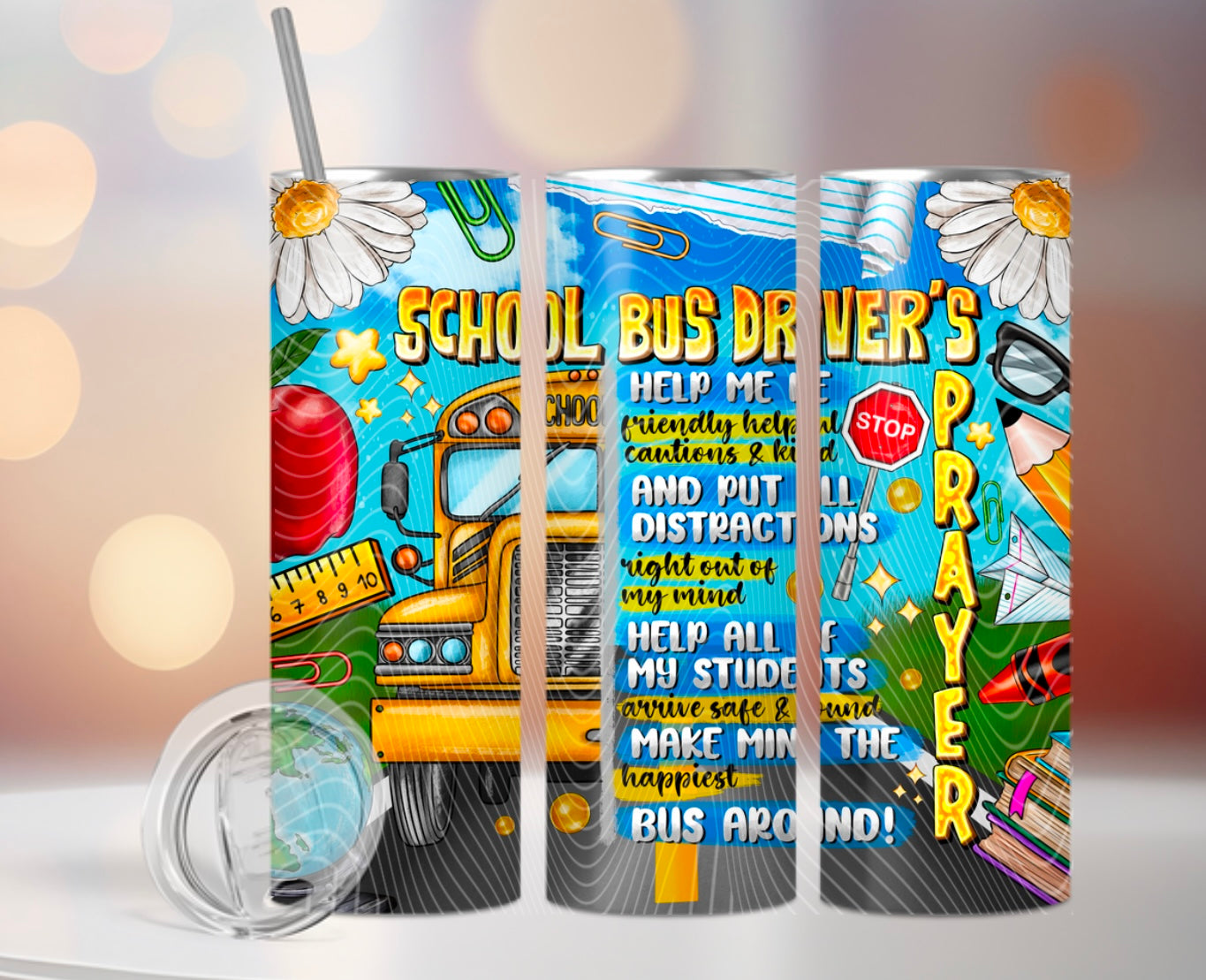 School Bus Drivers Prayer Tumbler Wrap