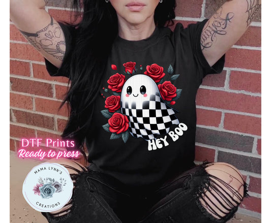Hey Boo Floral Ghost DTF Print