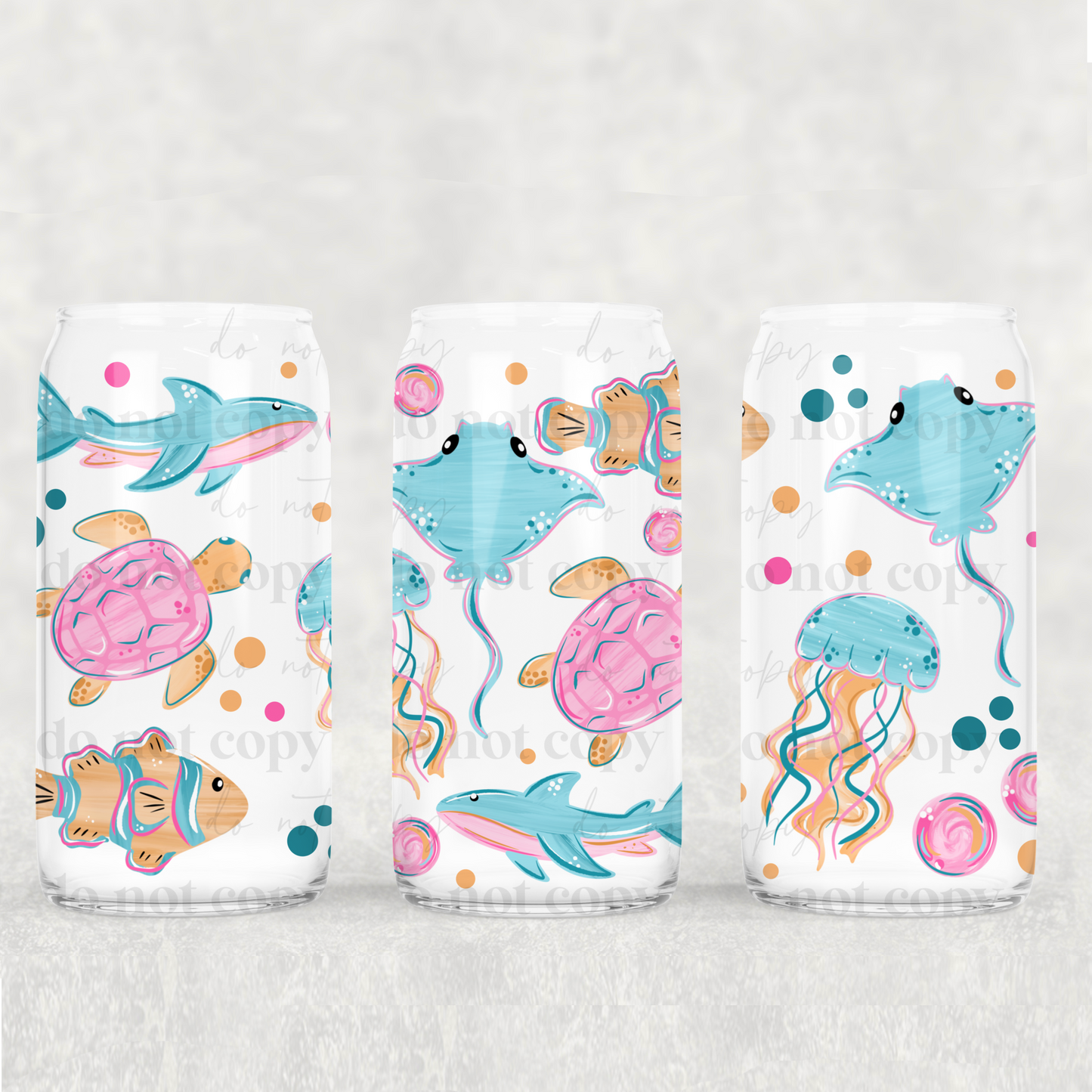 Sea Animals 16 oz Glass Wrap