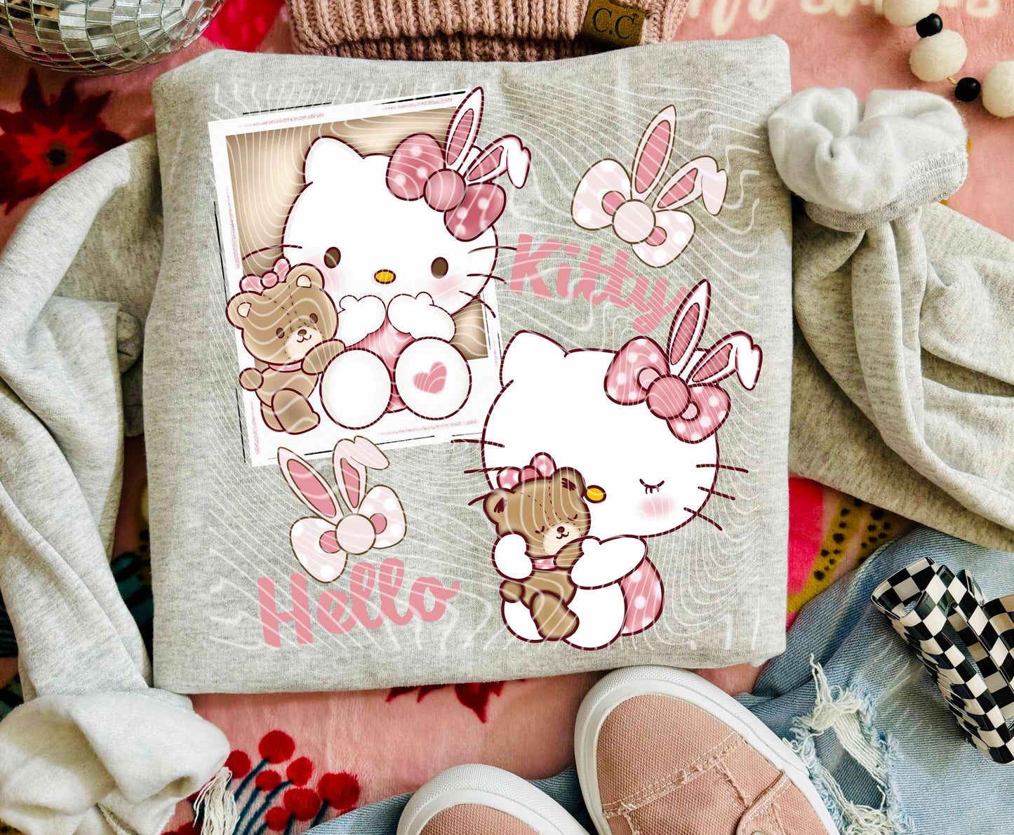 Pink Easter Kawaii DTF Print