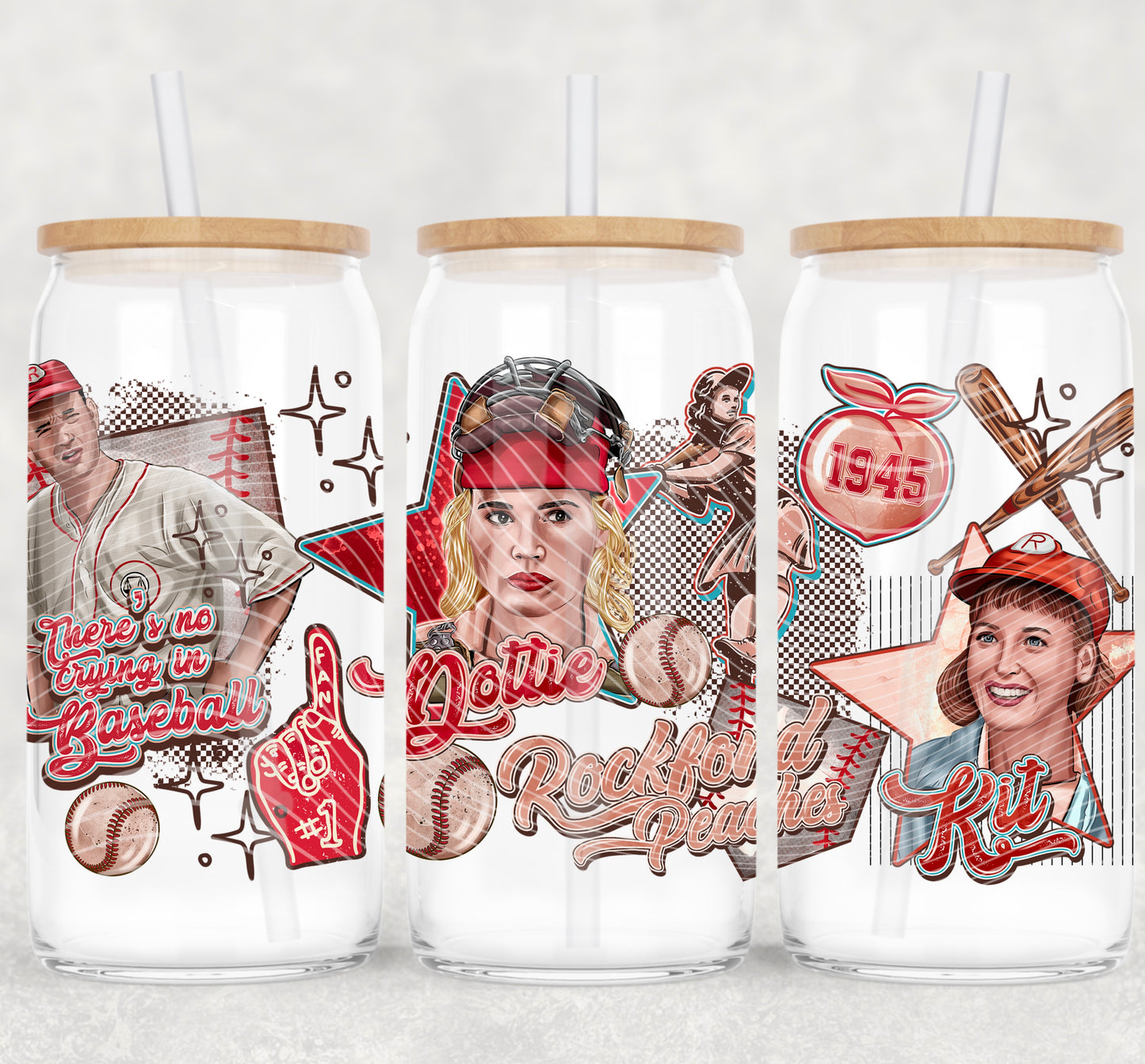 No Crying Baseball 16 oz Glass Can Wrap