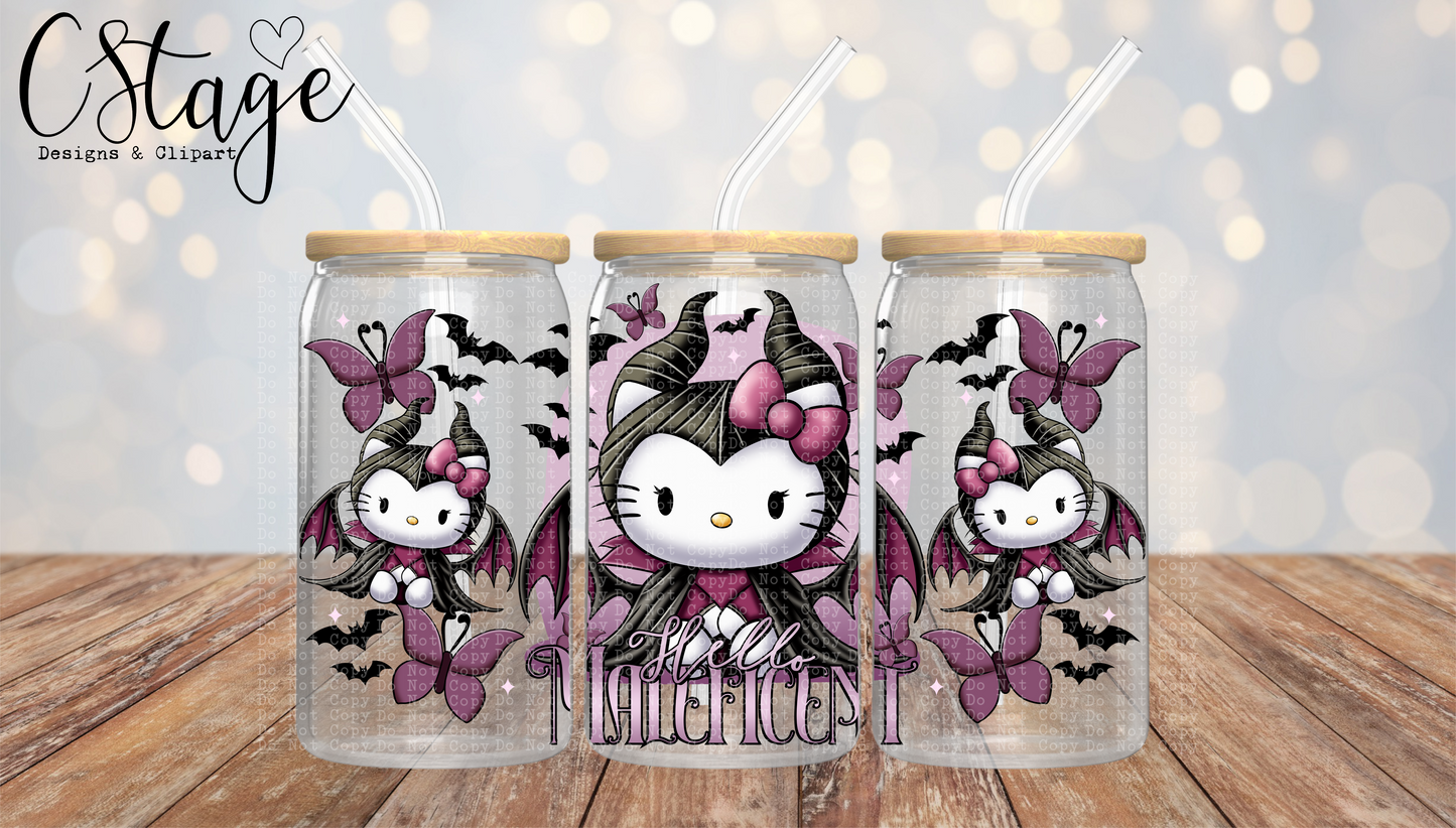 Hello Maleficent 16 oz Glass Can Wrap