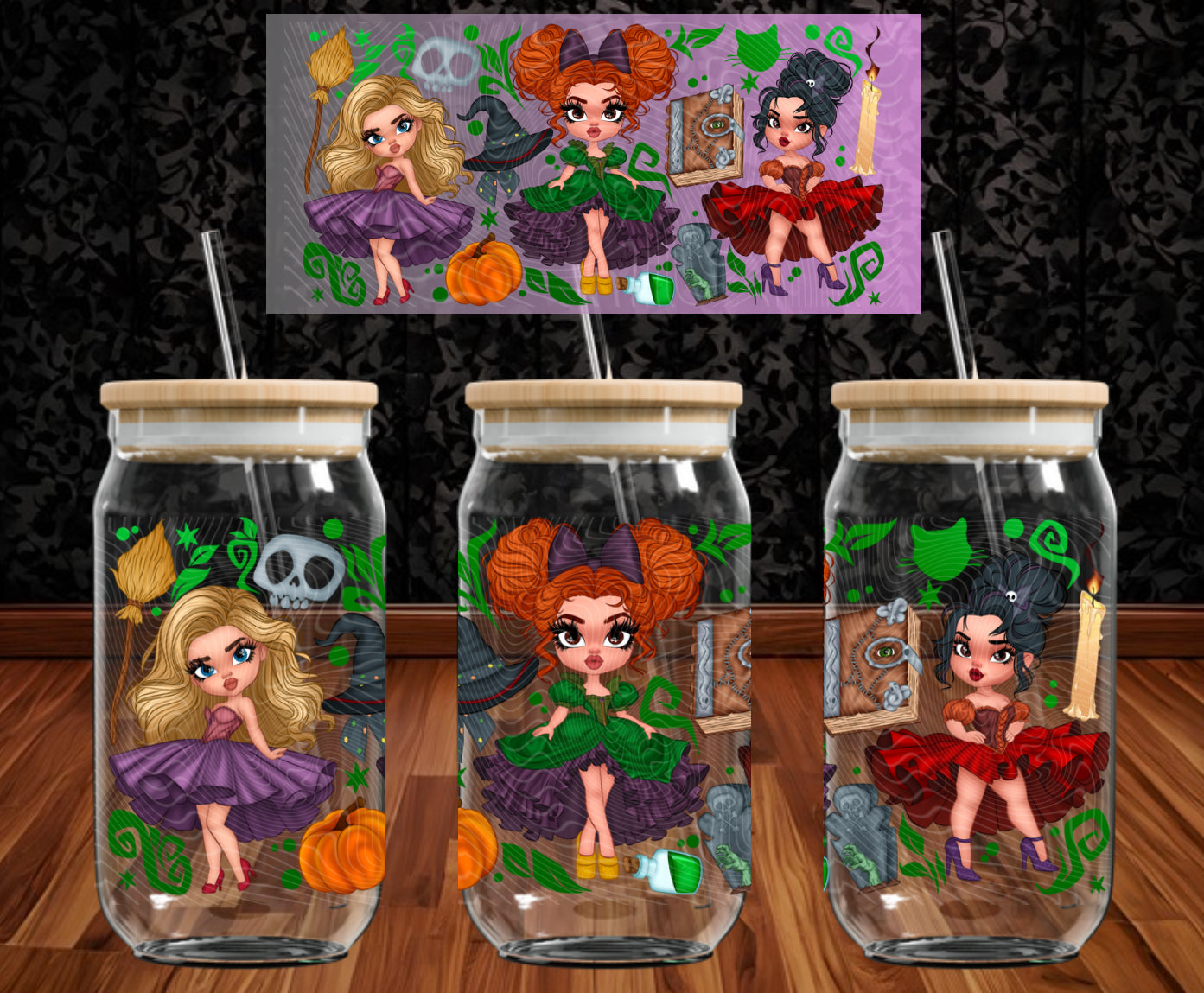 Hocus Sisters Green Elements 16 oz Glass Wraps