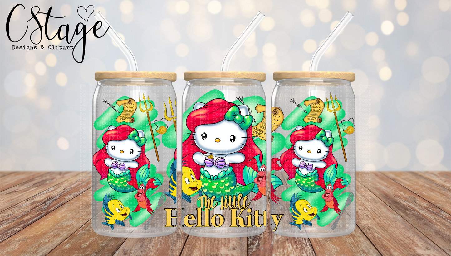 The Little H Kitty 16 oz Glass Can Wrap