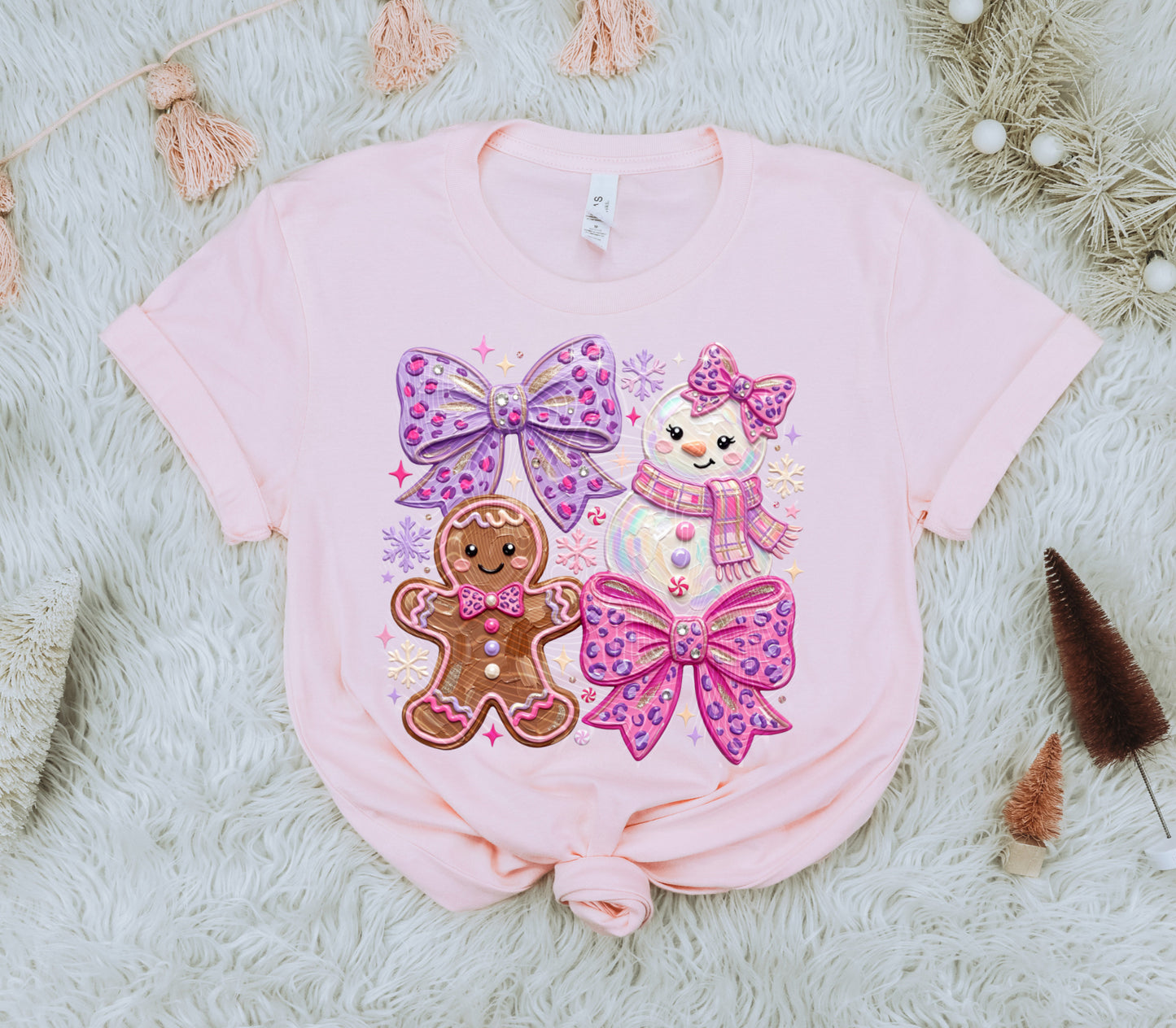 Pink Christmas Collage (Realistic Paint) DTF Print