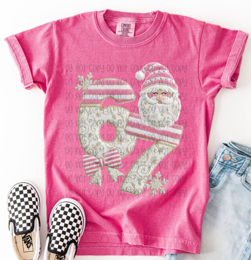 Pink Christmas 67 Faux Yarn DTF Print