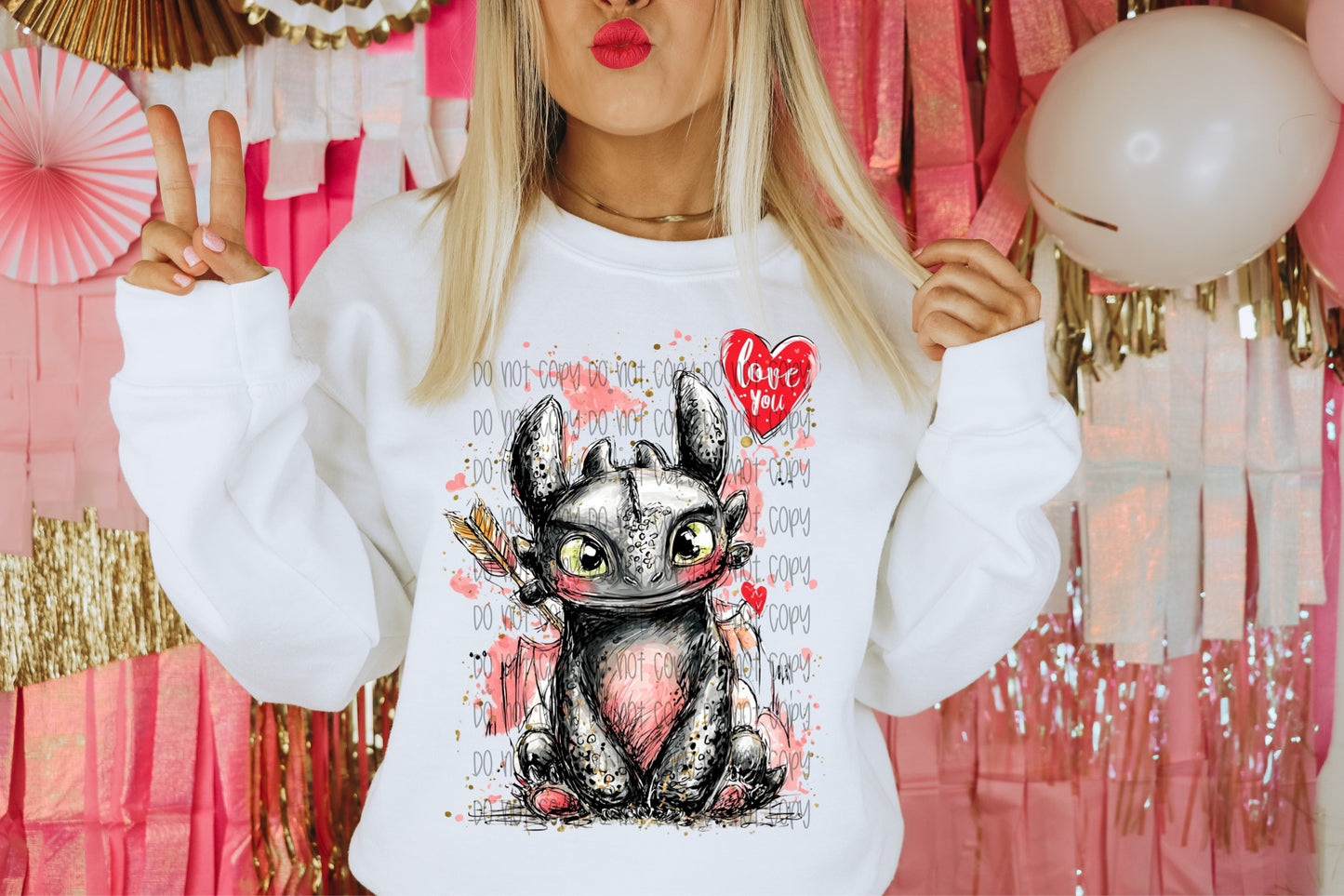 Hearts & Arrows Toothless DTF Prints