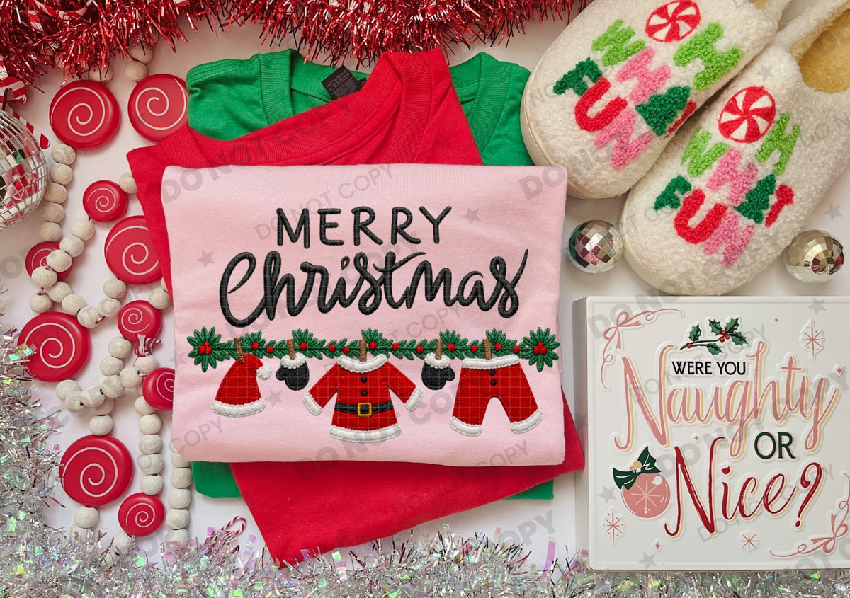 Merry Christmas Santa Suit (Faux Embroidery) DTF Print