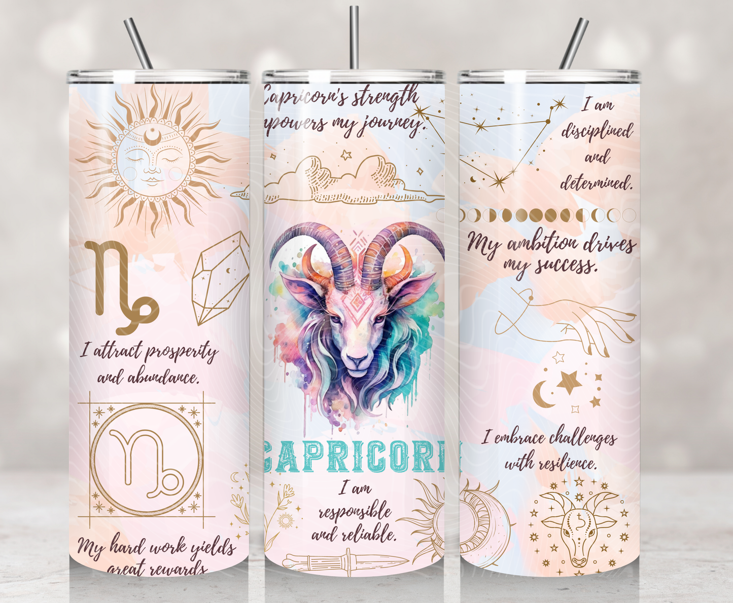 Zodiac Capricorn Pastel Watercolors