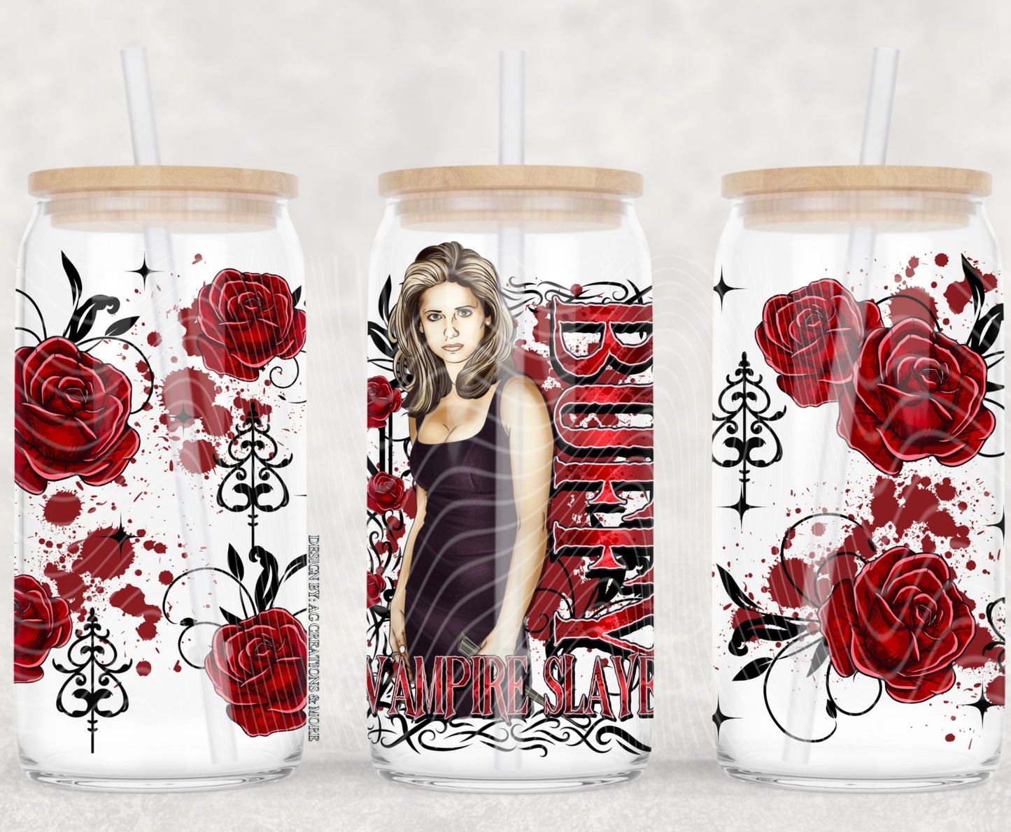 Vampire Slayer 16 oz Glass Can Wrap
