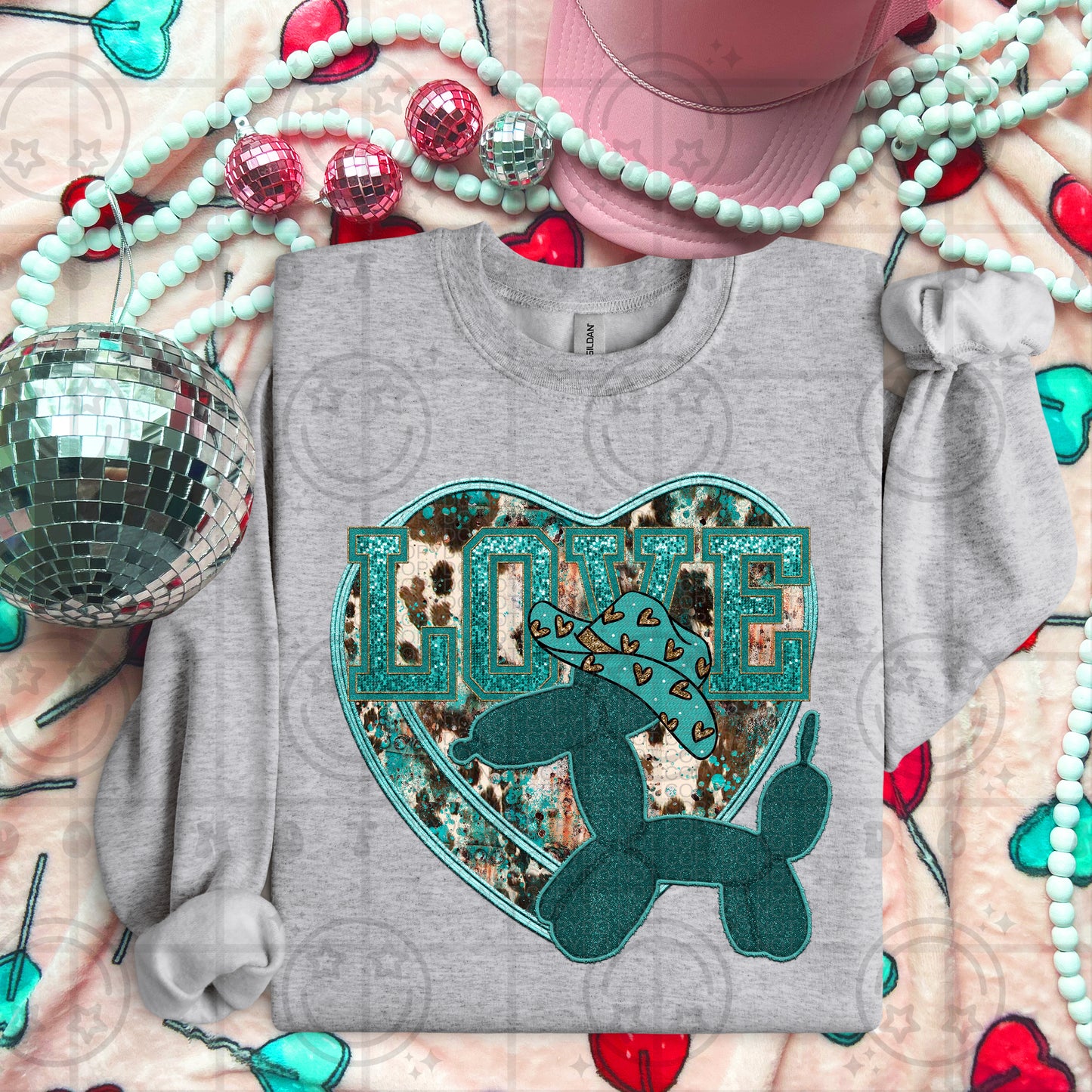 Western Love Balloon Dog DTF Print