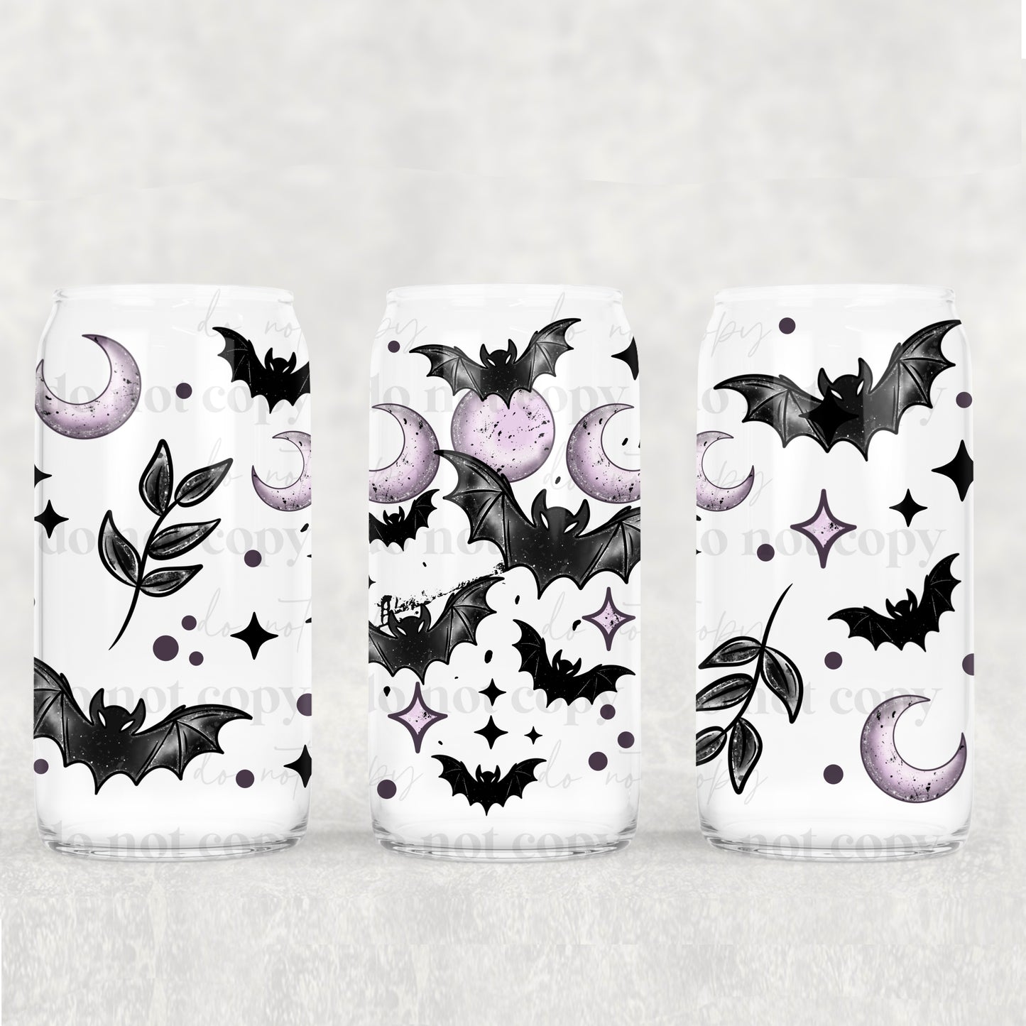 Bats and Moons 16 oz Glass Wraps