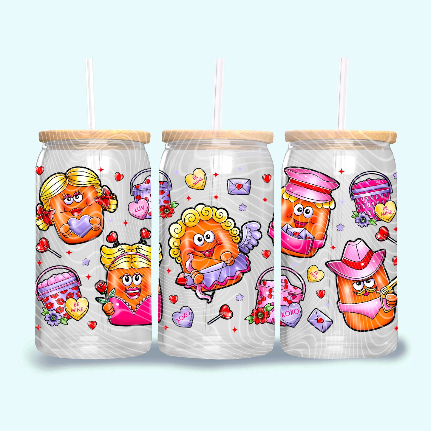 Valentine Nuggets 16 oz Glass Can Wrap