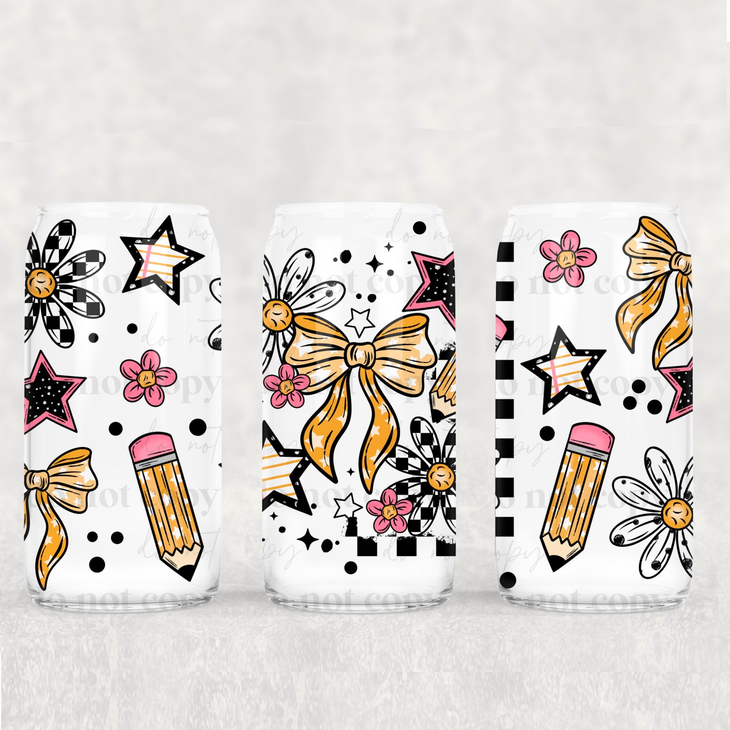 School Bow 16 oz Glass Wraps
