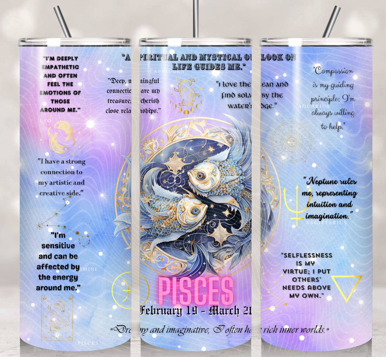 Zodiac Pisces Purple Watercolors