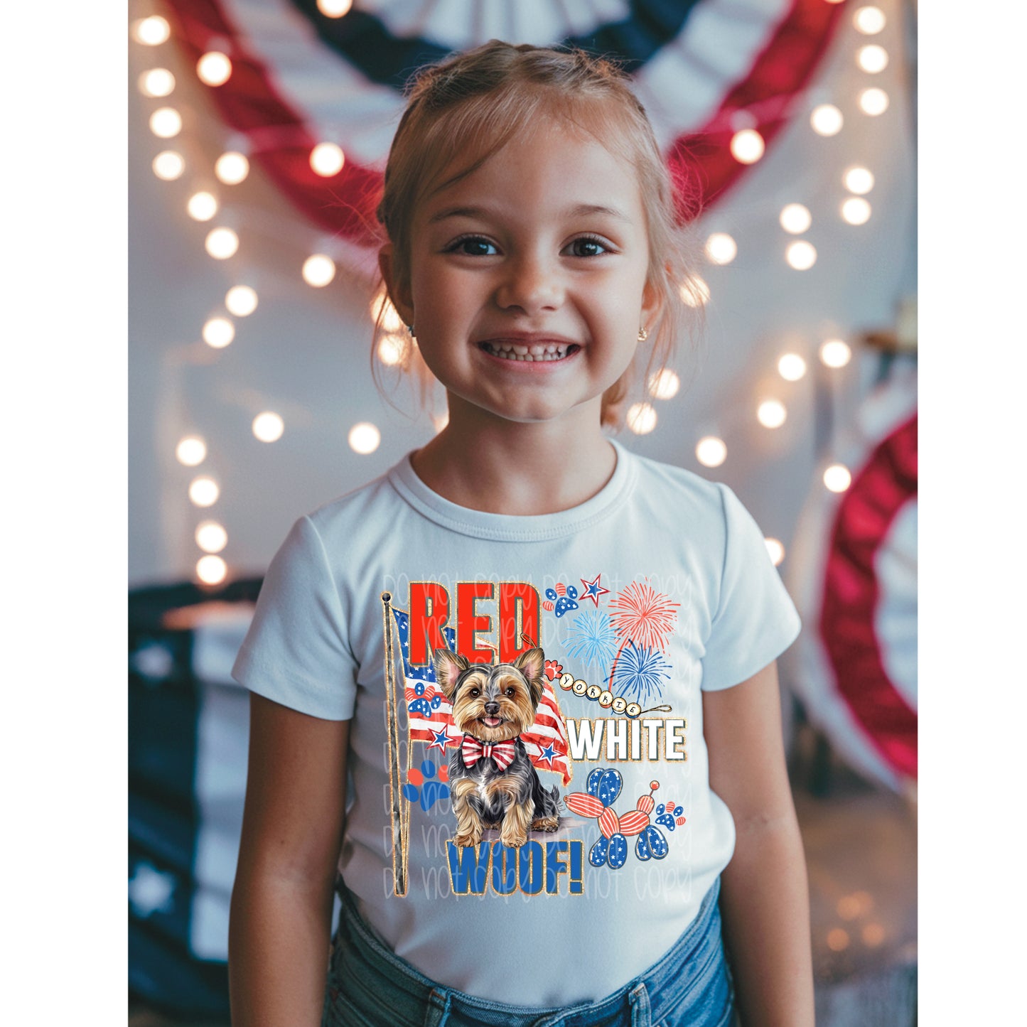 Red White And Woof DTF Print