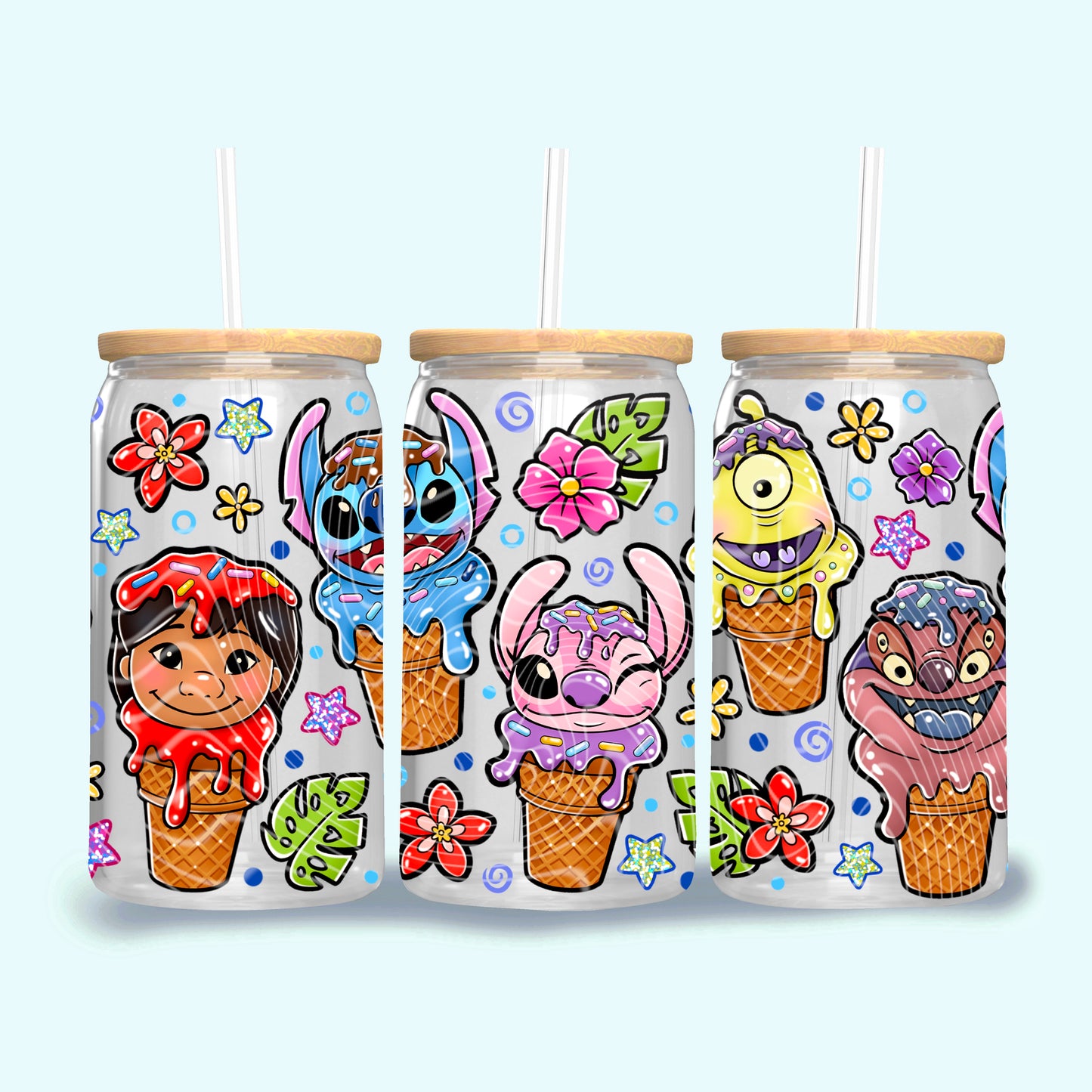Stitch Ice Cream 16 oz Glass Wrap