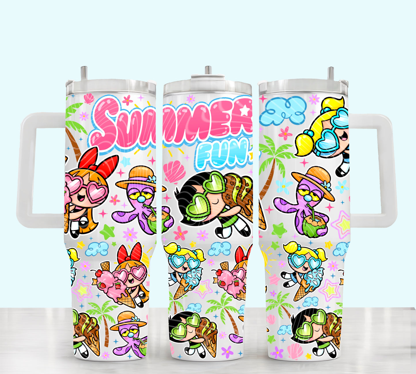 PowerPuff Summer Fun 40 oz Tumbler Prints