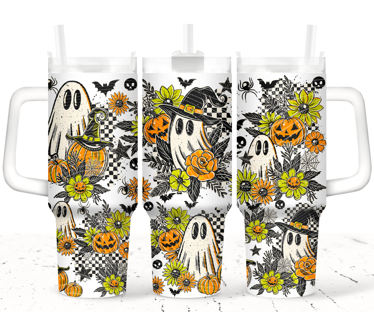 Floral Ghostie 40 oz Tumbler Print