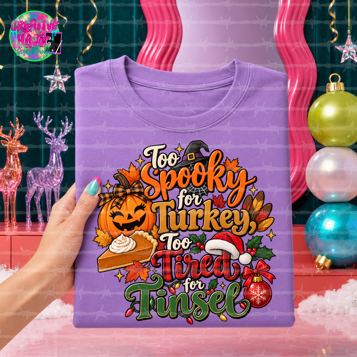 Spooky Turkey Tired Tinsel DTF Print
