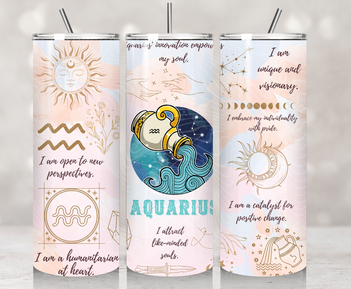 Zodiac Aquarius Pastel Watercolors