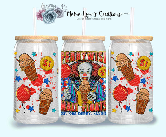 Pennywise Malt Floats 16 oz Glass Can Wrap
