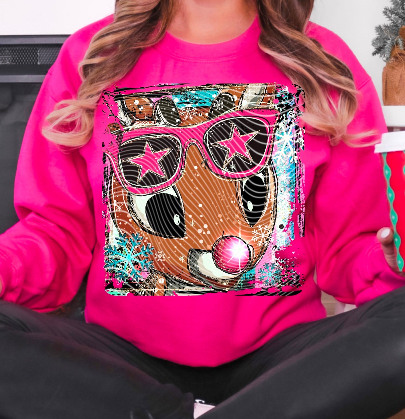 Selfie Reindeer DTF Prints