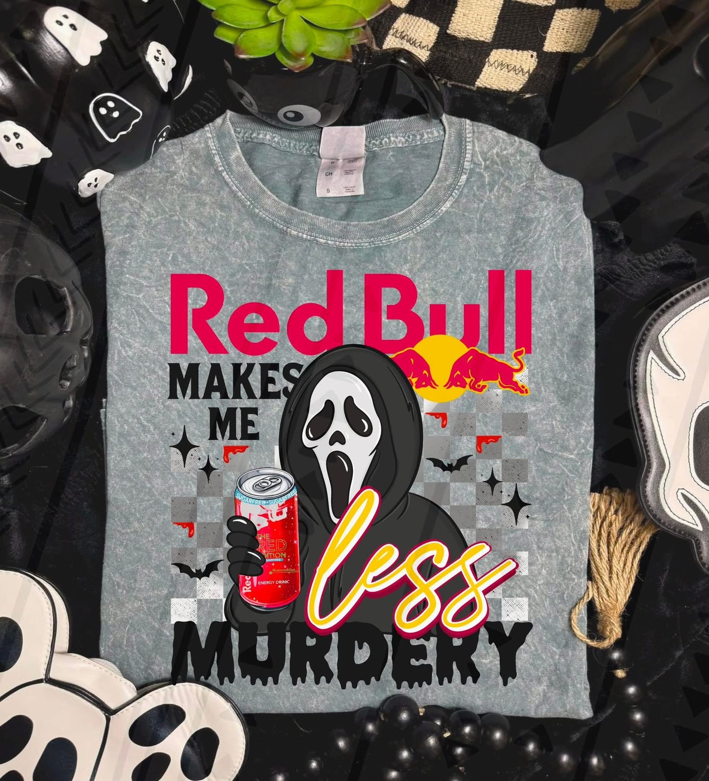 Red Bull Makes Me Less Murdery (Red) DTF Prints