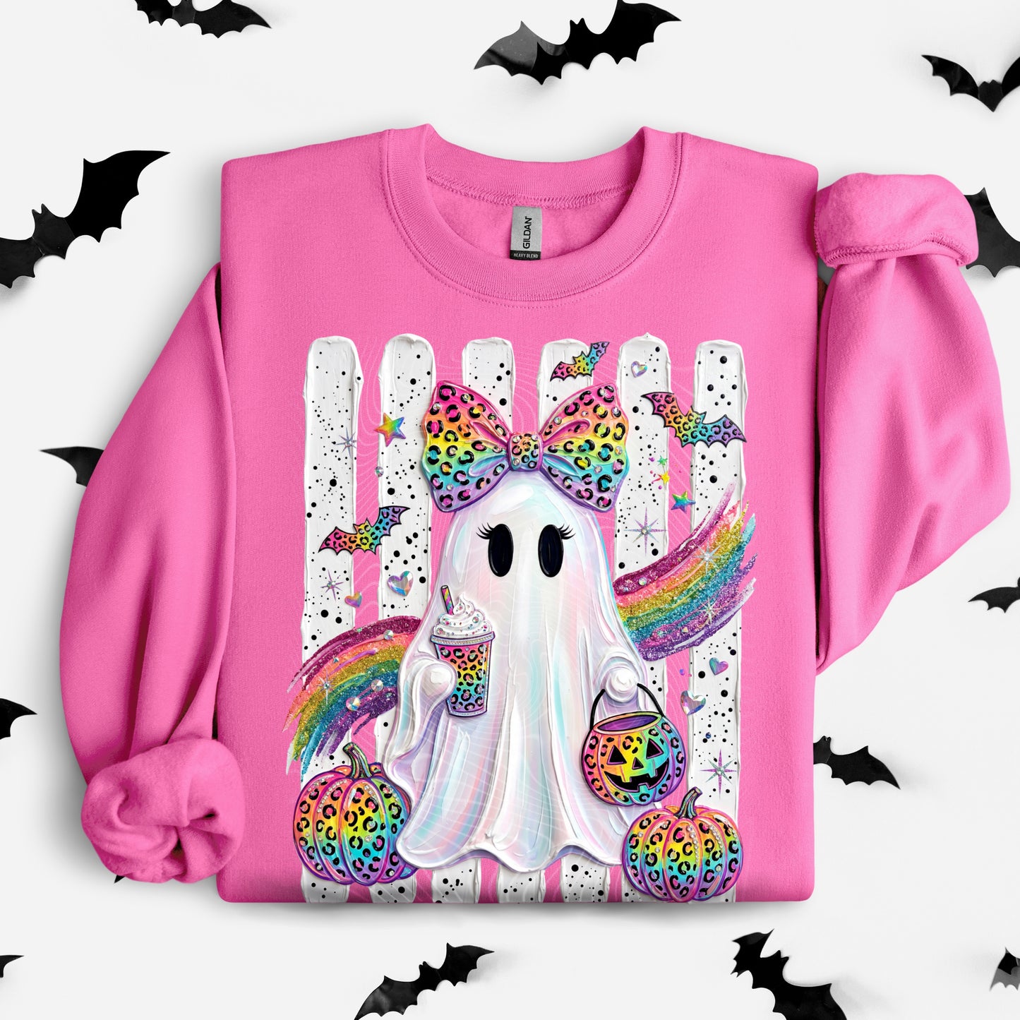 Rainbow Preppy Ghost (Realistic Paint) DTF Print