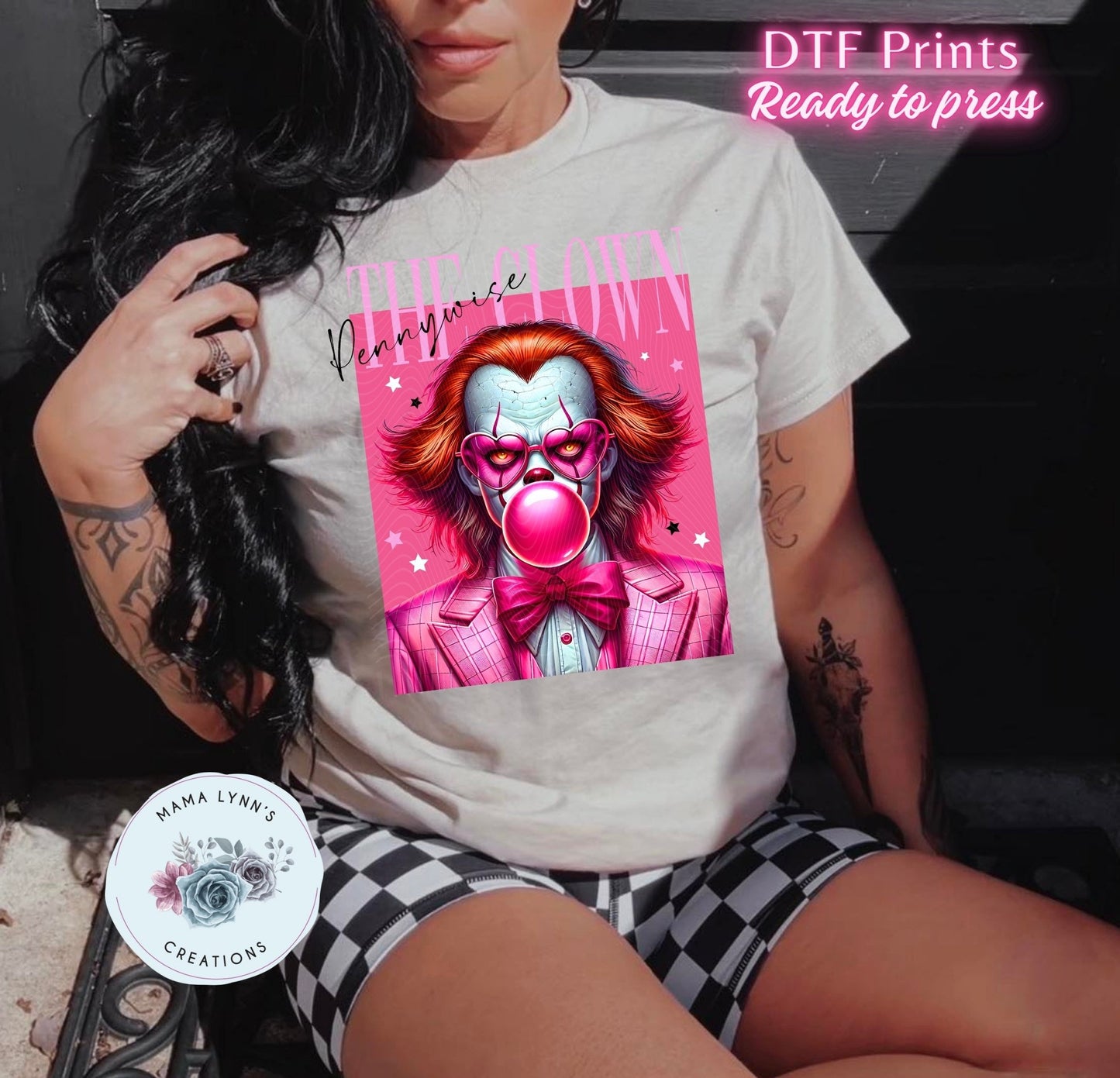 Pink Horror Clown Bubble Pop DTF Print