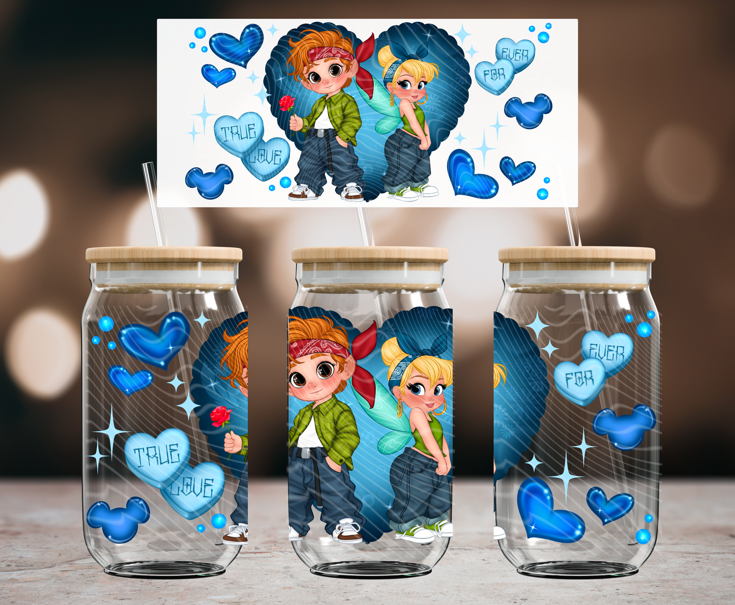 T&P True Love Forever 16 oz Glass Can Wraps