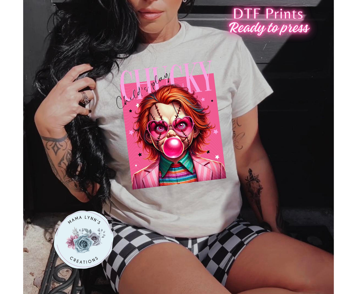 Pink Horror Chuckie Bubble Pop DTF Print