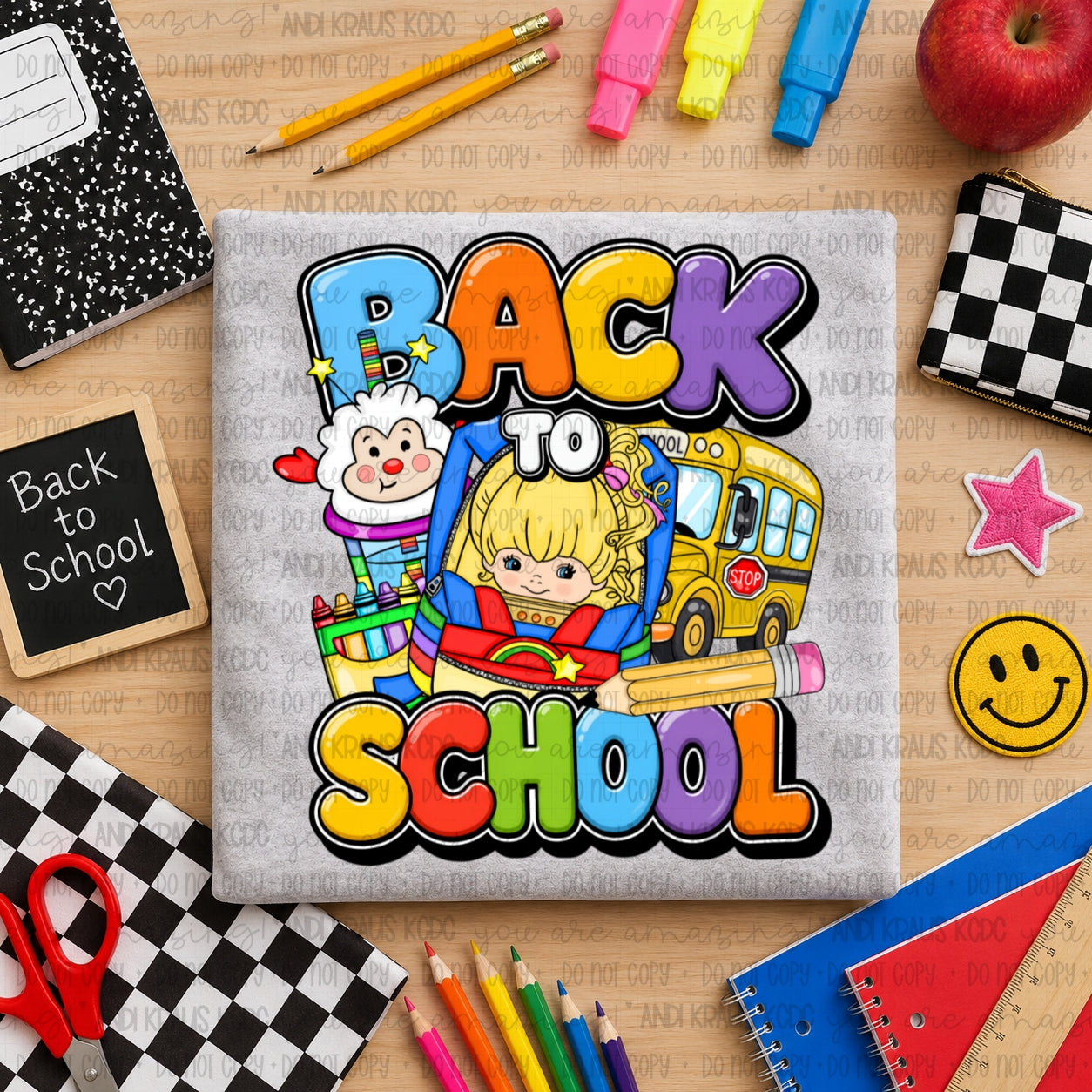 Back To School Rainbow Girl DTF Print