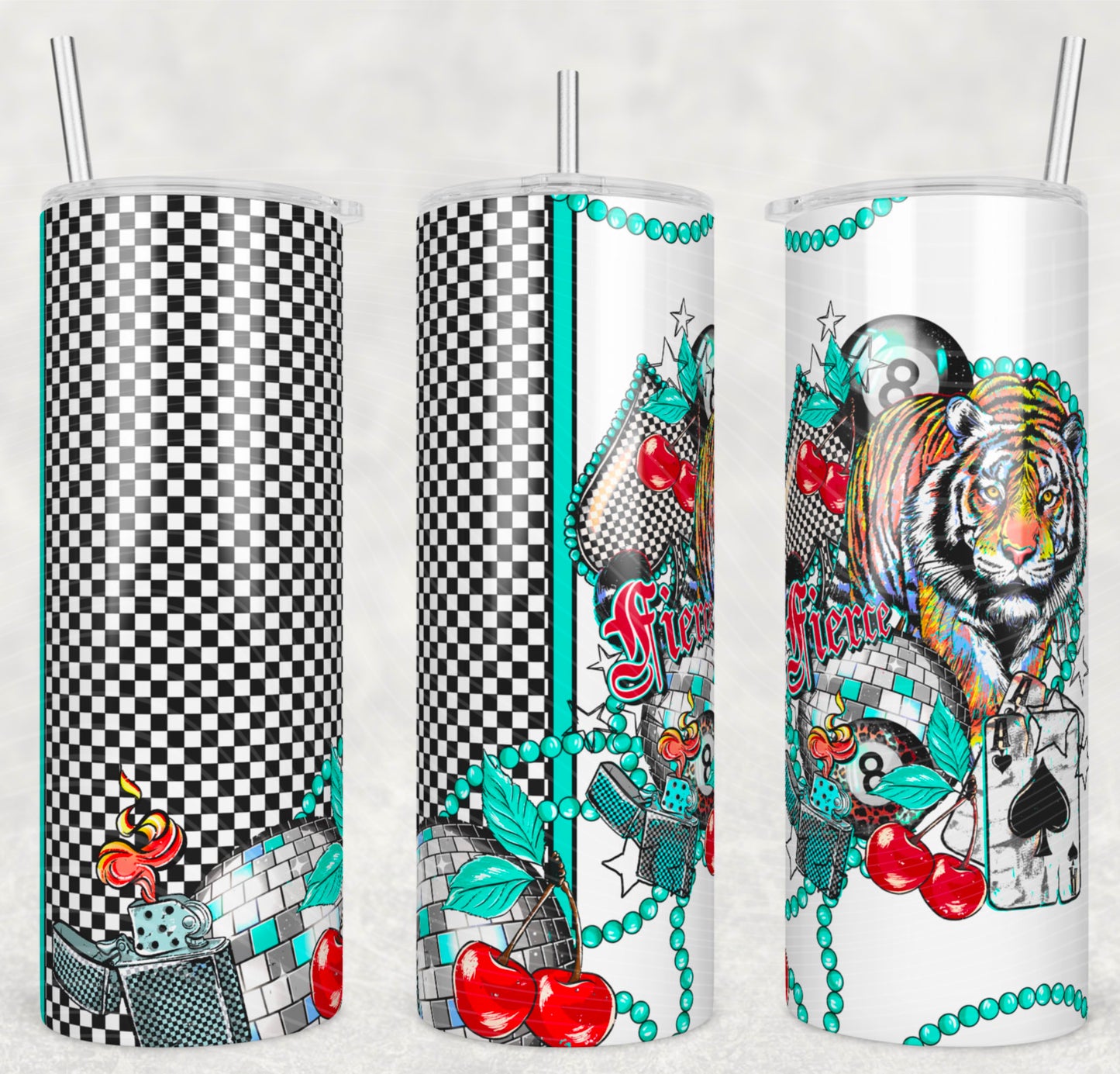 Fierce Tiger With Turquoise Tumbler Wrap