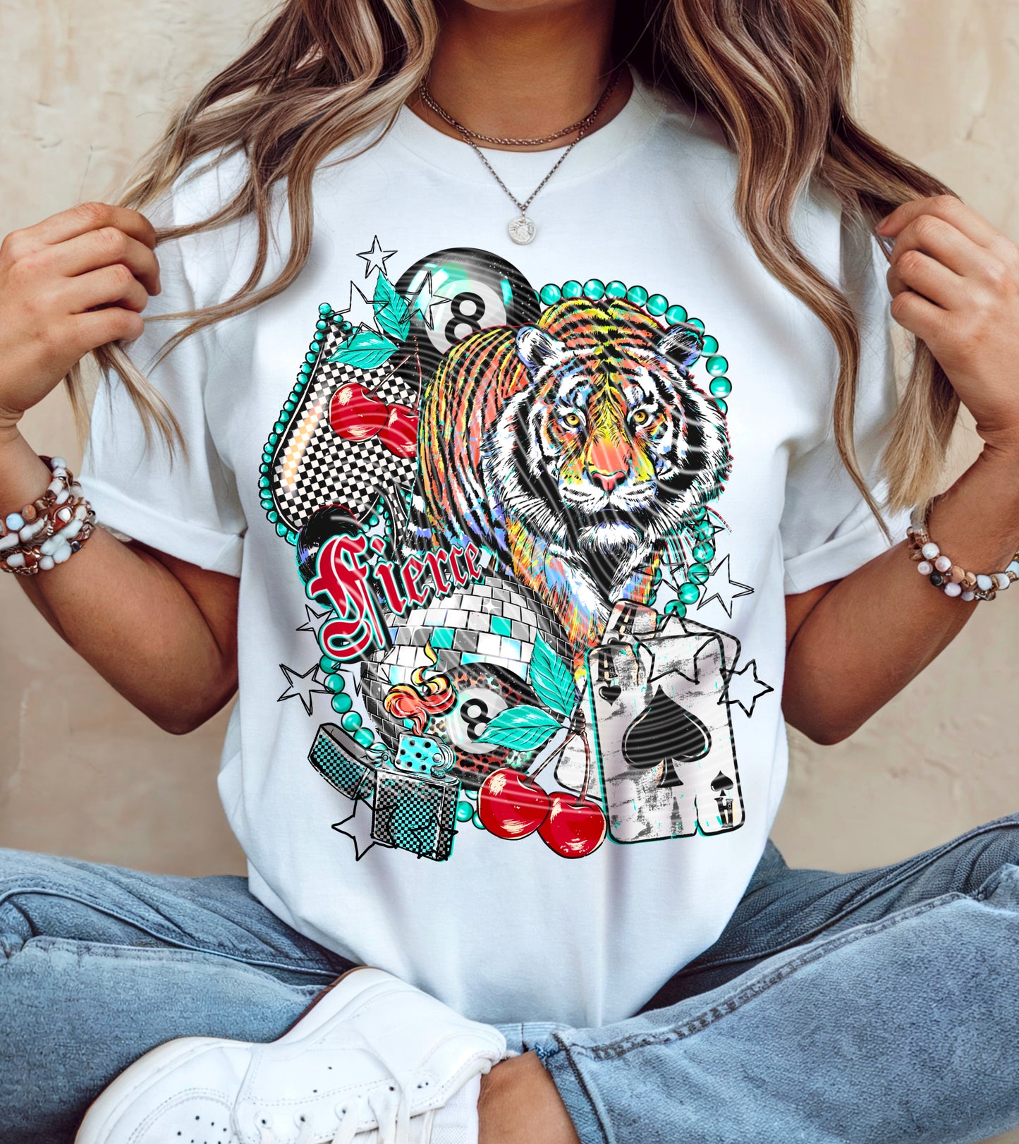 Fierce Tiger With Turquoise DTF Print