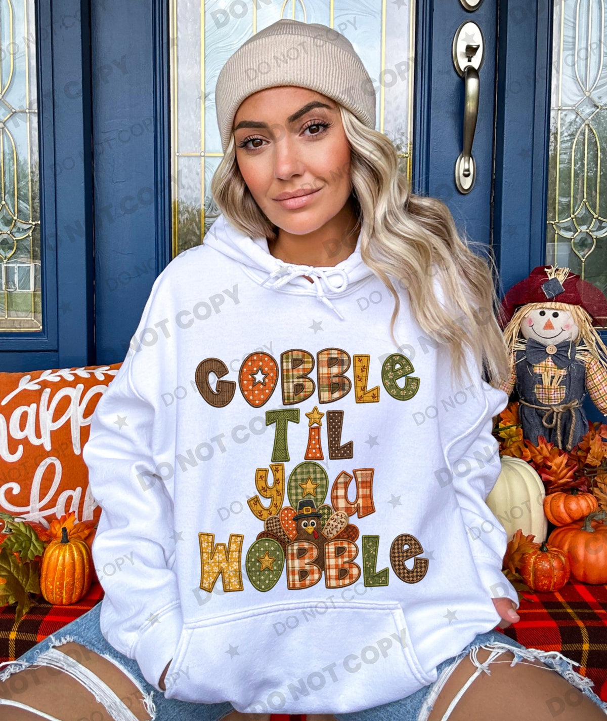Gobble Til You Wobble (Faux Embroidery) DTF Print