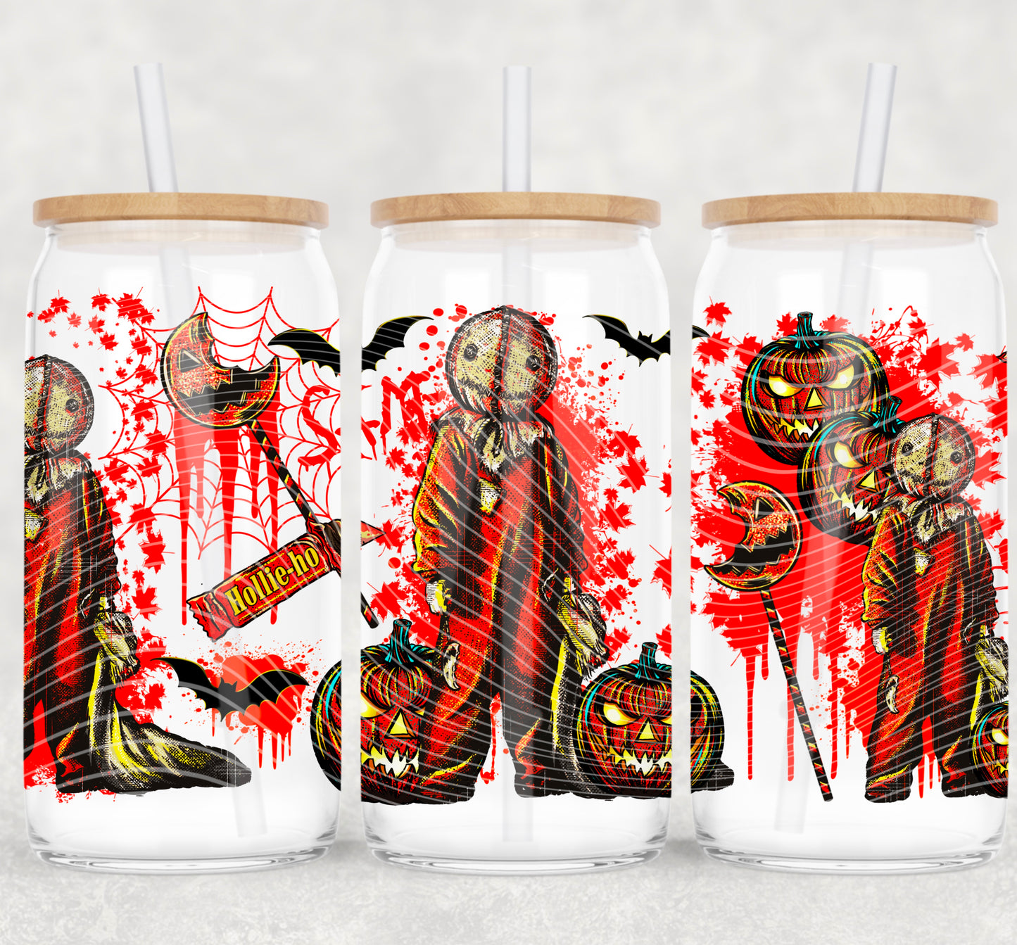Horror Scarecrow 16 oz Glass Can Wraps