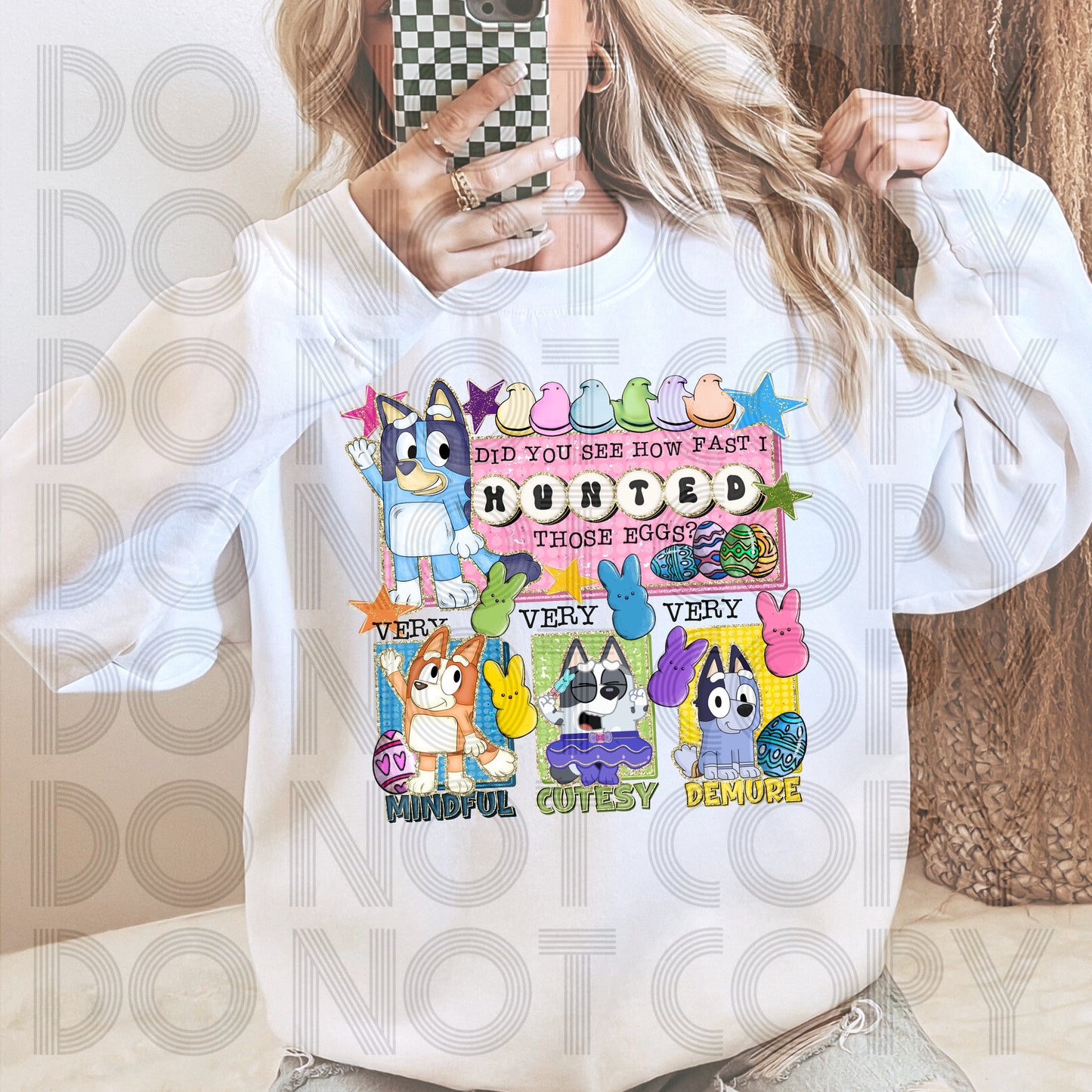 Demure Cutesy Easter Egg Hunting DTF Print