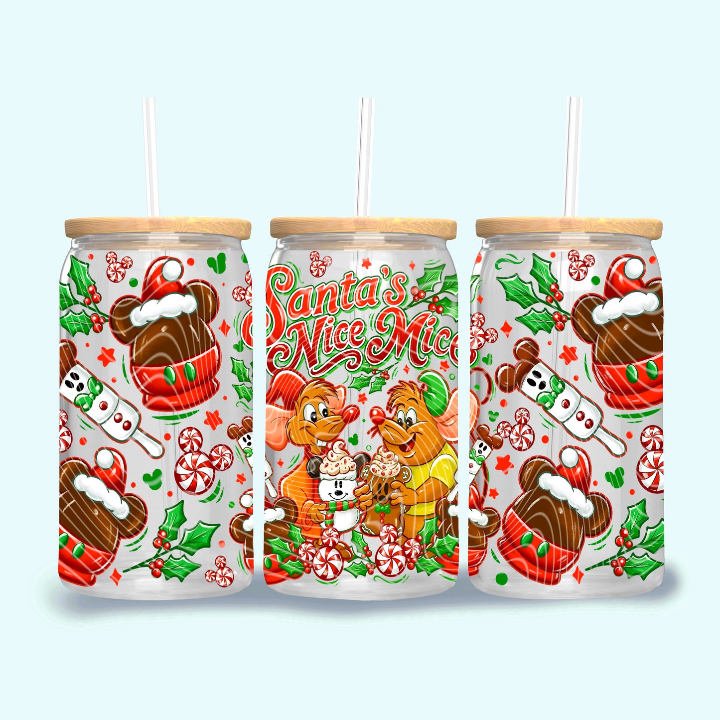 Santa’s Nice Mice 16 oz Glass Wraps