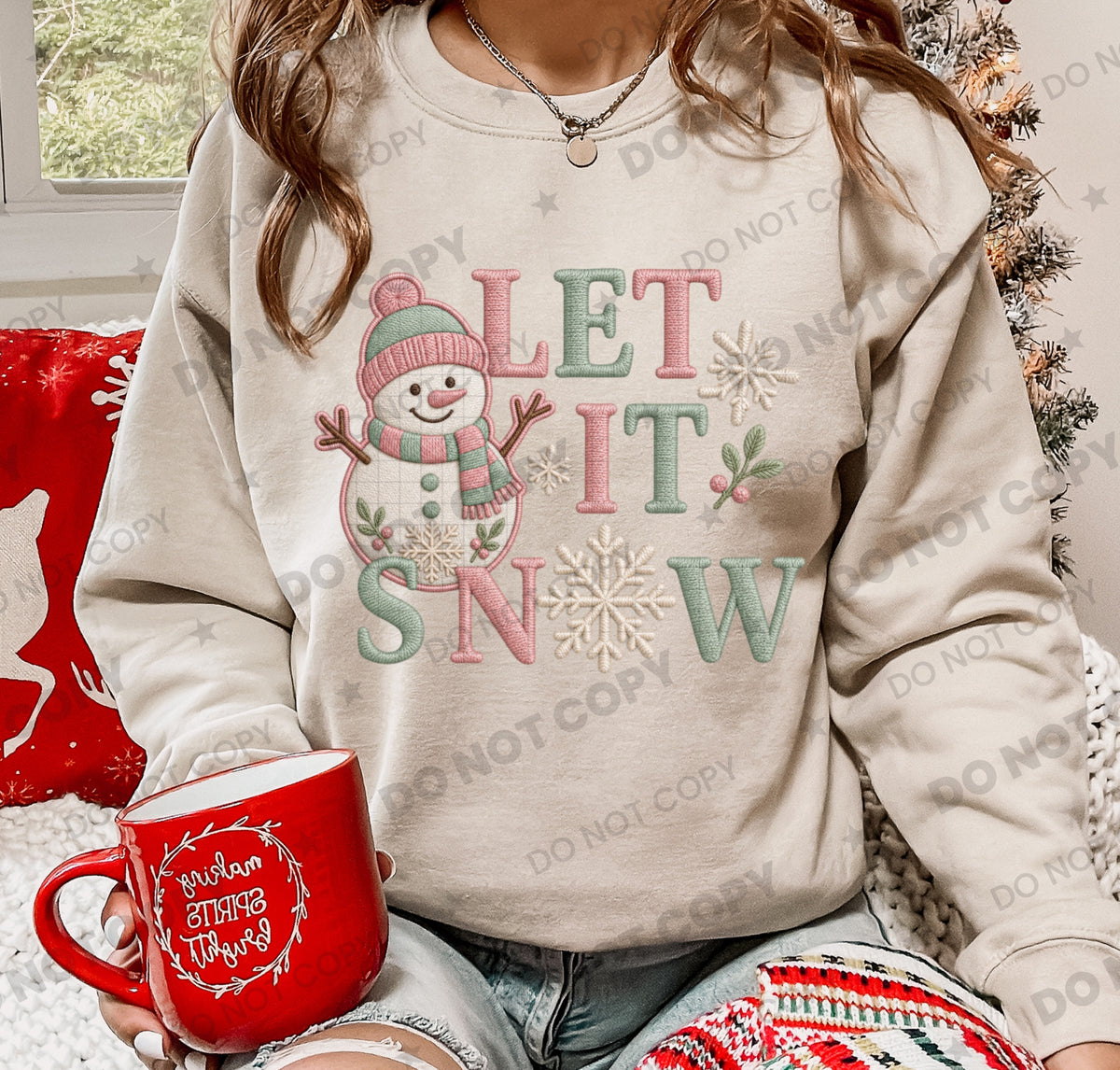 Let It Snow (Faux Embroidery) DTF Print