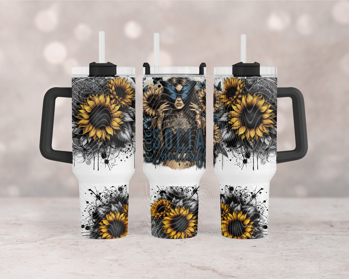 Anti-Social Butterfly Light Skin Tone 40 oz Tumbler Prints