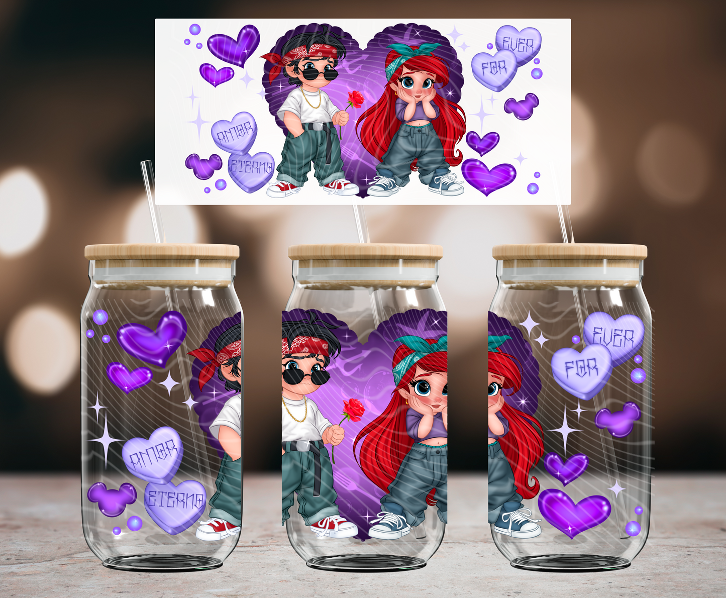 Amor Eterno Forever 16 oz Glass Can Wraps