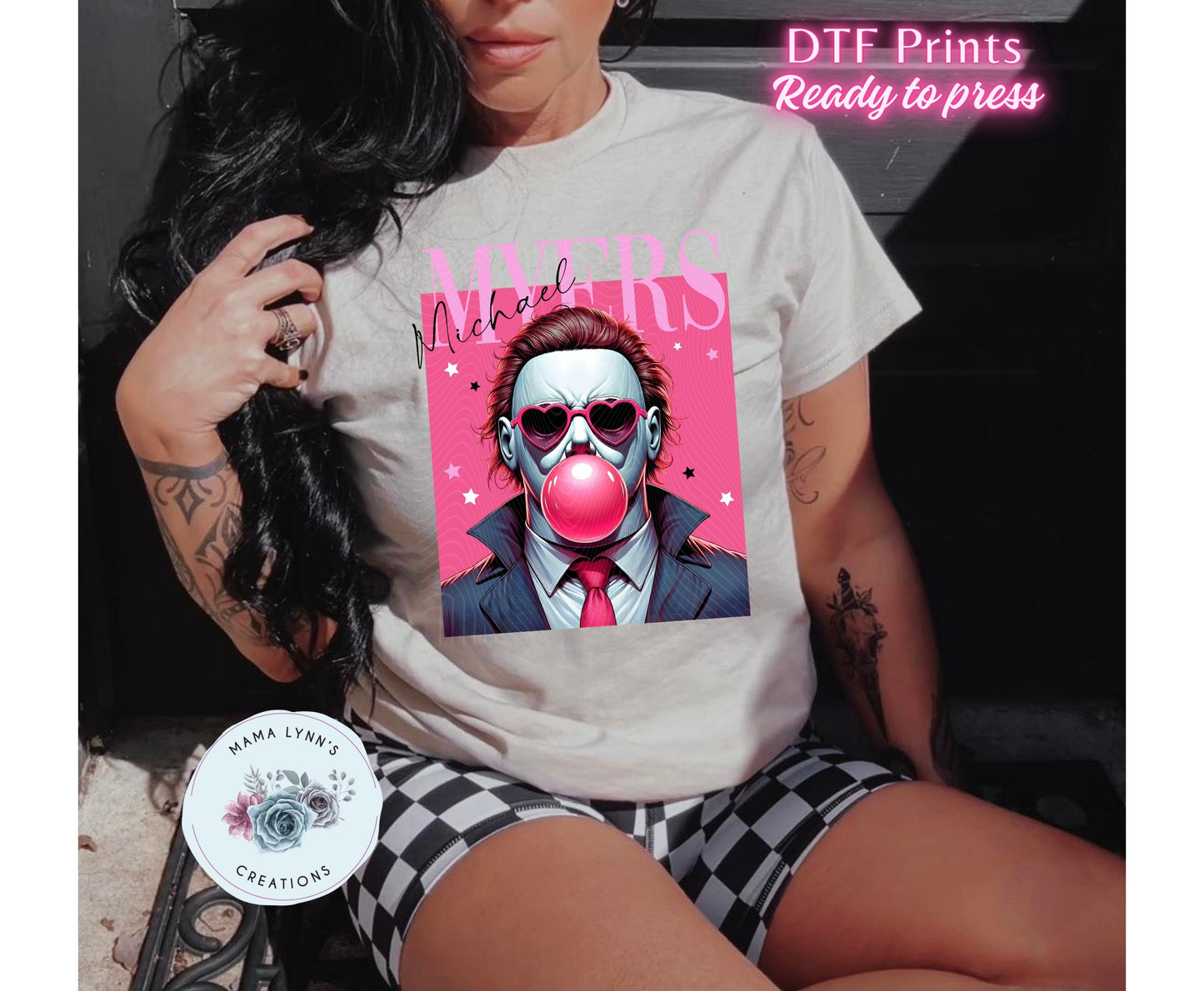 Pink Horror Michael Bubble Pop DTF Print