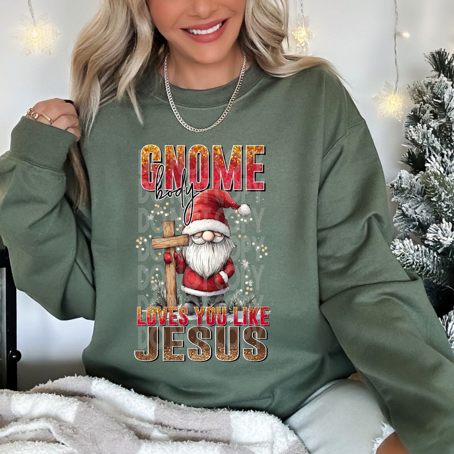 Gnomebody Loves You Like Jesus DTF Print