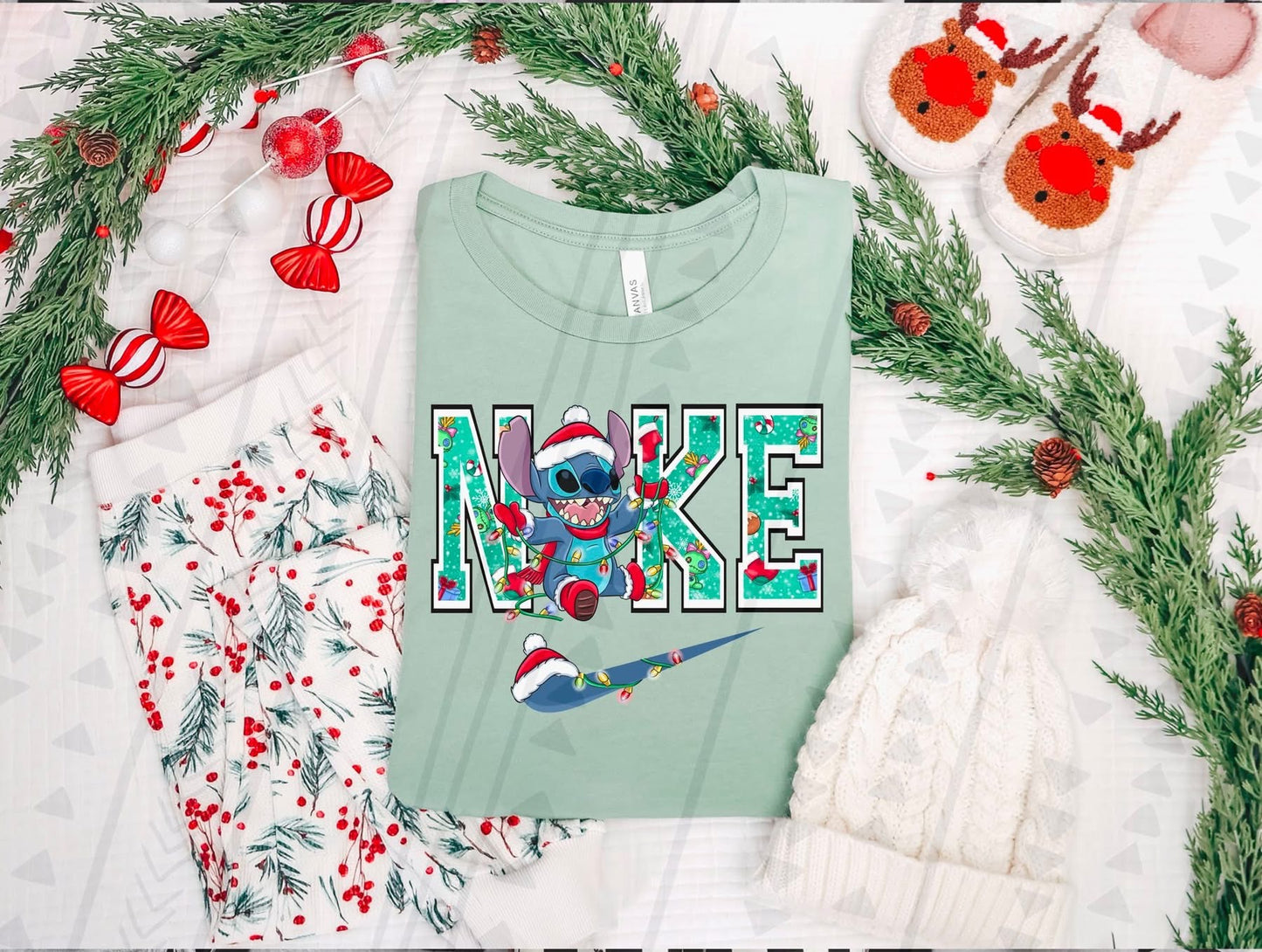 Checkmark Santa Stitch DTF Prints