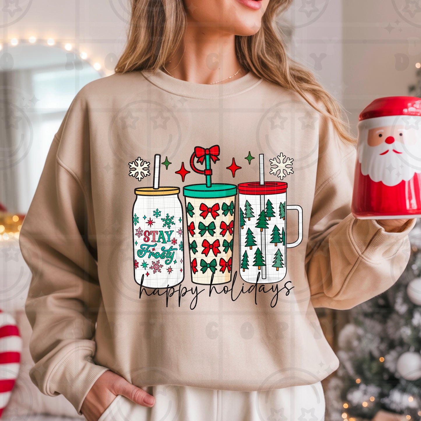 Happy Holidays Tumblers DTF Print